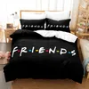 3D Friends Zestaw zestawu kołdry zestaw z poduszką podwójną pełną królową łóżko łóżka pościel