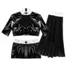 iefiel kvinnor vuxna sexiga stygga nunna cosplay kostymer halloween rollplay outfit crop top med mini bodycon kjol och headpiece h220425