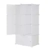 Storage Holders & Racks 8 Cube Organizer Stackable Plastic Cube Storage Shelves Design Multifunctional Modular Closet Cabinet with Hanging Rod White