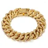 Chaîne à maillons 14mm Bracelet cubain martelé Bracelets en or jaune pour femmes hommes 20cm bijoux de mode cadeaux fête HGB376 Trum22