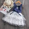 Summer toddler meninas lace bolo vestido crianças sem mangas florais malha vestidos de casamento roupas para bebê 3 a 8 anos 220418