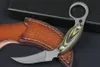 새로운 M6654 고정 블레이드 Karambit 나이프 D2 검은 색/흰색 돌 세척 블레이드 Full Tang G10 손잡이 가죽 칼집이있는 전술 클로 나이프