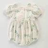 Spädbarnsflickor Jumpsuit Koreansk stil Kort ärm Bomull Floral Tryck Baby Girl Bodysuits Baby Girls Clothes For Summer G220521