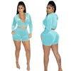 Hooded Autumn Korean Velvet Tracksuits Women Zipper Cardigan Long Sleeve Shorts Outfits Two Piece Sets Clothes