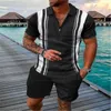 Men's Tracksuits Summer Men's Activewear Short Sleeve Zip Shirt Shorts Set Comfortable Casual Streetwear 2 Piece SetMen's Men'sMen's