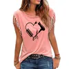 여자 티셔츠 헤어 스타일리스트 하트 빗 가위 인쇄 재미있는 o 칼라 T 셔츠 여성 여름 패션 면화