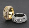 18k pläterad guldhiphopring roterbar kubansk ring mode personliga mäns smycken ringar