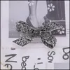 Spille Spille Gioielli 2021 Vintage Regalo Pistola Nero Strass Bowknot Per Abbigliamento Donna Grande Spilla Pin Moda Elegante Drop Delivery Ndmj