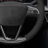 Couvre-volant Couverture de voiture Couverture de voiture antidérapante en daim noir en fibre de carbone pour Seat Leon 5F 3 2013-2022 Ibiza 6J Tarraco Arona Ateca AlhambraSteering