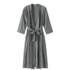 Vêtements de nuit pour femmes Vêtements de nuit pour femmes Shorts pour femmes Casual 3 sur 4 manches Col en V Long Kimono Robes Sleep Dress Bleu Court