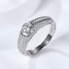 Moissanitringar Vittguldpläterat 925 Sterling Silver smycken Mens Ring för bröllop