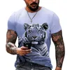 Męskie T-shirty Męskie T-shirt Moda Lato Druk 3D Zwierzę Król lasu Lew Tygrys Wzór Ulica Osobowość Dzikie Luźne przekładki