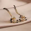 Baumeln Kronleuchter Südkoreas Design Modeschmuck Trend Metall Gold Vorder- und Rückseite Ohrringe Elegante Frauen Bankett Party OhrringeDa