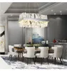 Modern Hanging Chandelier Pendant Lamps For Dining Room Luxury Rectangle Kitchen Island Crystal Lamps Chrome/Gold Led Home Decor Light Fixture