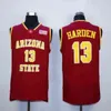 XFLSP 13 James Harden Arizona Estado Retrato Retro College Basketball Jersey Costurado Top Quality Bordado