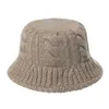 Vinter stickad Panama Women Basin Caps Pure Color Fashion Sticket Bucket Hats Lady Warm Cold-Sunhat DE528