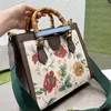 Diana Bamboo Bag Canvas Tote Bags Shopping Totes Beach Handbags Flower Design Crossbody Shoulder Bags Leather Bag Classic Square Messenger Strap Red Green Strap