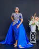 2022 Plus Size Arabic Aso Ebi Royal Blue Luxurious Prom Dresses Lace Pärled Sexig kväll Formell Party Second Reception Birthday Engagement Gowns Dress ZJ330