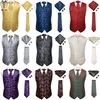 Mens Suit Dress Vests Slipsan Hankerchief Links Set Silk Slim Fit Manlig midja Jacquard midjejacka Gilet Homme 220702