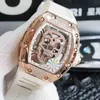 watch Date Luxury Mens Mechanical Watch Richa Milles Rm052 Swiss Movement Rubber Watchband Wristwatches