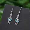 Dangle & Chandelier Boho Female Blue Opal Drop Earrings Cute Silver Color Long For Women Charm Bridal Music Note Wedding EarringsDangle