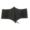 Bustiers & Corsets Gothic Women Corset Wide Pu Leather Girdle Slimming Body Belts With Bandage Ladies Elastic High Waist Feminin CeintureBus