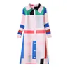 Women's Trench Coats Fashion Age-Reduce White Windbreaker Mid-length Spring Autumn Miyake Print Contrast Lapel Temperament Pleated Long-slee