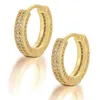 Fashion Hip Hop Earrings Hoop Ring Studded with Zircon Bling Shinny Gold electroplating Ear Studs 2021271k327h