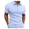 2022 été couleur unie Golf Polos T-shirt pour hommes coupe ajustée fermeture éclair revers à manches courtes décontracté ajustement Polos t-shirts SAL678151836785