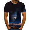 Four Seasons Selling Cosmic Star Print Top Design a maniche corte Semplicità T-shirt oversize facile da indossare 220719