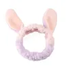 Rabbit Ears Coral fleece pannband tvätt ansikte makeup hårband mjuka plysch turban huvud wrap söta huvudkläder hår tillbehör