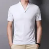 Trema de manga curta de verão Homem Moda V Men Men T-Shirt Slim Fit Solid Color Camiseta Homme Camisa Masculina T990 220509