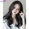 Hair Synthetic Wigs Cosplay Xiyue Long Synthetic Curly Wigs with Center Bangs Natural Dark Brown for Women Cosplay Heat Resistant Fiber 220225