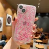 Fluorescerande glitter lysande telefonfodral för iPhone 13 11 12 Pro Max XS XR Luxury Clear Back Cover med glaslins stötfångare skyddar chockproft anti fall