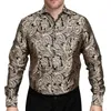 Camisas casuais masculinas Hi-tie for Men Marinha Paisley Gold Gold Mens Peda Floral Tabel