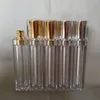 8ml fyrkantig form transparent läppglans / färgkrämrör läppbalmrör eller läppstift med guld / silver topp plastpropp inuti t200819