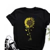 Maycaur Womens T-shirt Casual Kawaii Sunflower Fjäril