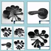 Measuring Tools Kitchen Kitchen Dining Bar Home Garden Black Plastic Cups 10Pcs/Lot Spoon Set For Baking Coffee Tea Factory Price Expert