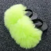 Kids Fur Slipper With Strap Fluffy Raccoon Rainbow Slides ry Real Sandals Cute Children Plush flip Flops Flat Shoes 220618