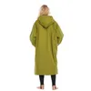 Women's Swimwear 2022 Design Waterproof Dry Changing Robe Adults And Teen Size Hooded Parka Jacket Poncho Over Coat Long Sleeve Olive Green