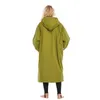 Maillots de bain pour femmes 2022 Design Robe à langer imperméable à l'eau Adultes et adolescents Taille Parka à capuche Veste Poncho Over Coat Manches longues Vert olive