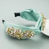 Modisches Stirnband für Erwachsene, glänzendes Strass-Blumen-Haarband, luxuriöses Turban-Haar-Accessoire