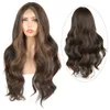 Perruque Lace Front Wig Body Wave brune de 26 pouces, perruque naturelle résistante à la chaleur avec raie centrale pour Cosplay, pour femmes