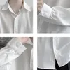 夏のソリッドシャツの男性長袖高品質のビジネスホワイトシャツ男豪華な通気性マスキュリーナ服クラシックボタントップ220721