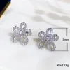 Stud Modeabele moderne stijl Flower oorbellen voor vrouwen glinsteren CZ Accessoires Bruiloft Trendy verse sieraden Groothandel Kirs22