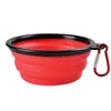 Pet Dog Bowls Folding Portable Dog Food Container Silicone Pet Bowl Puppy Collapsible Bowls Pet Feeding Bowls with Climbing Buckle E1109