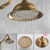 Antique Brass Bathroom Shower Set Faucet Bath Shower Mixer Tap 8" Rainfall Head With Hand Sprayer Bathtub Faucets Wall Mounted