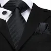 Bow Ties Black White Striped Silk Wedding Tie For Men Handky Cufflink Gift Necktie Fashion Designer Business Party Dropshiping Hi-Tie Fred22