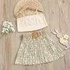 Girls Clothing Sets Lente zomerbloem gebreide pak kinderen top geplooide rokoutfit voor babykleding 220507