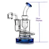 hookahs Bong Heady Thick Bubbler Glass Blue Matrix and Birdcage Percolator Water Pipes Removable Straight Tube Recycler Oil Rig 18"